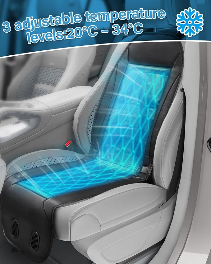Liquid Cooling Car Seat Cover Cooling Seat Cushion with 3 Cooling Modes | 12V-24V Active Cooling Seat Cushion, Quiet Seat Cooler, for Car SUV Truck - Image 6