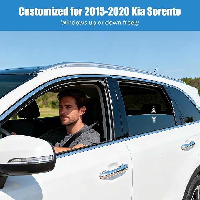 Kia Sorento Window Shades 2015-2020, Rear Side Mesh, 2PCS | Custom Fit Window Shades, Breathable Mesh Blocks UV Rays, Reduces Heat & Glare, Creates Comfort for Babies & Rear Passengers - Image 2