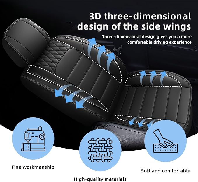 Car Seat Covers Fit for Nissan Cube 2009-2014 Full Set | Faux Leather Waterproof Automotive Seat Protectors,Compatible with Airbags,Easy to Install,5 Seats Black - Image 6