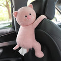Elephant Tissue Box Cover Plush Tissue Box Holder for Car, Home, Decorative Holder/Organizer for Bathroom Vanity Countertop, Nightstands, Office Desk-Pig by seemehappy