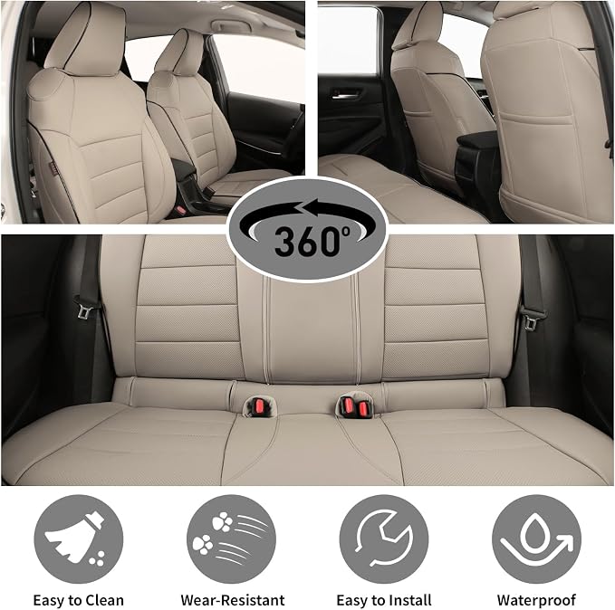 EKR Rav4 Seat Covers Custom Fit for Toyota Rav4 2016 2017 2018(Hybrid) LE,SE,XLE,Limited, Leather Car Seat Cover Full Set for SUV,Faux Leather(Beige) - Image 6