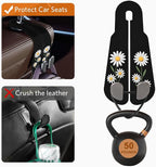 CoBak Purse Hook for Car - Universal Premium Stitched Leather and Aluminum-Magnesium Alloy Double Car Seat Back Storage Hook for Purses, Handbags, Bags (2 Pack),Daisy - Image 3