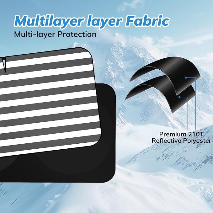 Windshield Sun Shade B&W American Flag USA Patriotic Design - Folding Car Front Window Sunshade for Cars SUV Trucks, Max UV Blocking and Keep The Vehicle Cool XL - Image 5