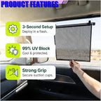 2PCS Car Windshield Sunshade for Baby, 18"×15" Retractable Car Window Sun Shade Protection Cover with Suction Cups, Auto Side Window Shades for Blocking Heat & UV Rays Glare (Black) - Image 4
