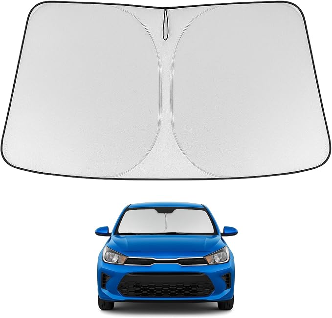 Proadsy Custom Fit 2018-2023 Kia Rio Windshield Sun Shade, Blocks Heat | 240T Heat Shield, Drops Temp 54°F, Blocks 99% UV, Prevents Dashboard Cracking, Summer Parking & Beach Trips, Easy Twist-Fold by Proadsy