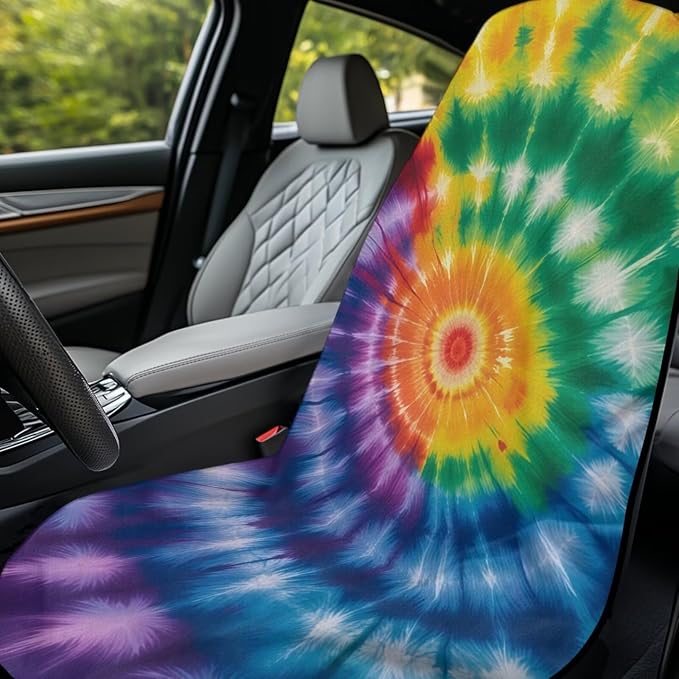 Tie-Dye Car Seat Towel with Storage Bag Colorful Tie-Dye Auto Seat Cover Protector Front Seat Only Blanket Car Auto Seat Interior Decor Sweat Towel for After Gym Running Swimming Hiking - Image 3