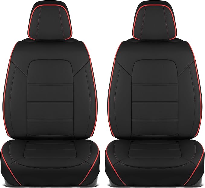 MotorBox Cabin King Crimson Trail Leather Seat Covers for Trucks & Cars | Black and Red Car Seat Covers, Waterproof Leather Seat Covers, Car Accessories, Seat Protector, Universal Fit - Image 2