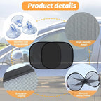 19.69 x 39.37 Inch Car Window Sunshade, Rear | mesh fabric, metal support frame, suction-cup mounting, twist-fold storage, UV and heat blocking - Image 3