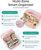 BAGSMART Travel Makeup Bag, Make Up Bag with Multiple Compartments for Organizer, Compact & Durable Cosmetic Organizer for Women for Travel Accessories (Pink - Image 5