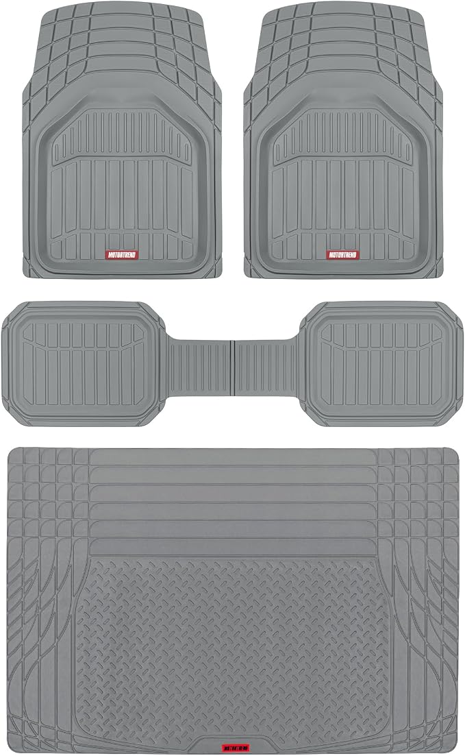 Motor Trend FlexTough Defender Floor Mats for Cars & TrunkShield Trunk Mat Set, Next-Gen Deep Dish Heavy Duty All Weather, Rubber Car Floor Mat Set for Auto Truck Van SUV by MotorTrend