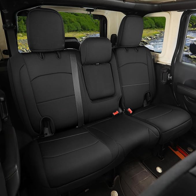 GIANT PANDA Neoprene Seat Covers for Jeep Wrangler JL 4-Door (2018-2026), Neoprene Waterproof Seat Covers W Armrest Cover, Foam Padded for Full Set (Black) - Image 8