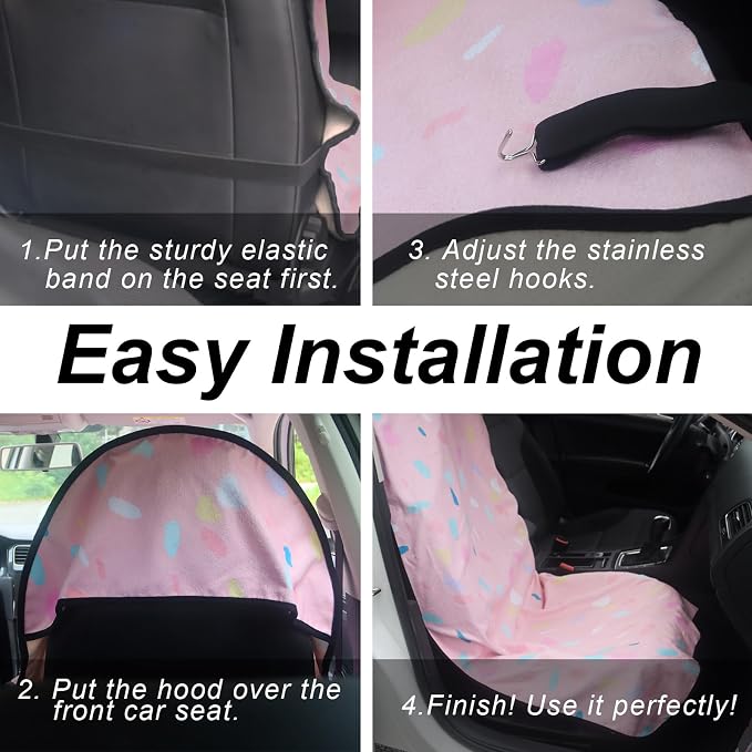 Sweat Towel Car Seat Cover Protector Front Seats for Gym Workout, Running, Swimming, Beach and Hiking, Waterproof Universal Seat Cover for Car, Trucks, Van & SUV (1, Pink Marble, Front) - Image 6