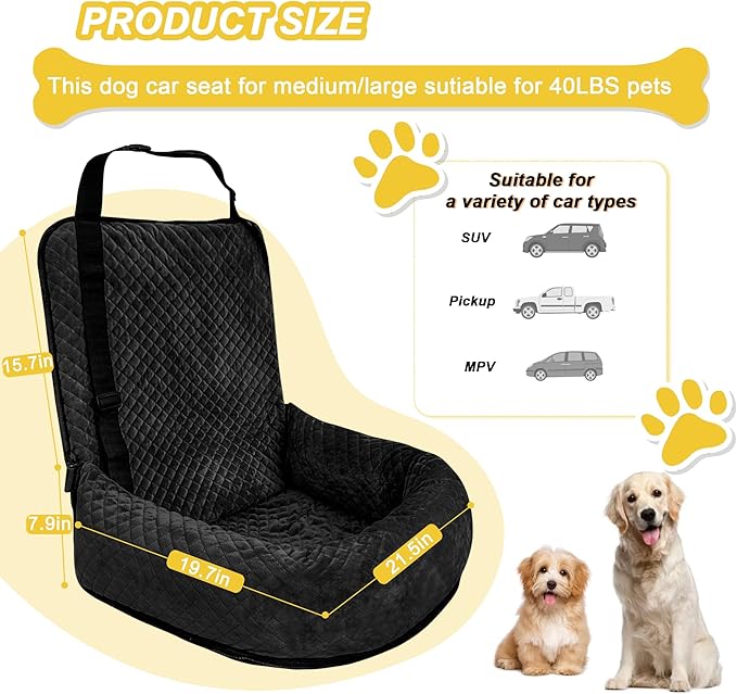 Dog Car Seat for Small Medium Dogs,Detachable Washable Travel Safety Pet Booster Seat, Comfy Ultra Soft and Multifunctional Car Travel Bed,Black - Image 4