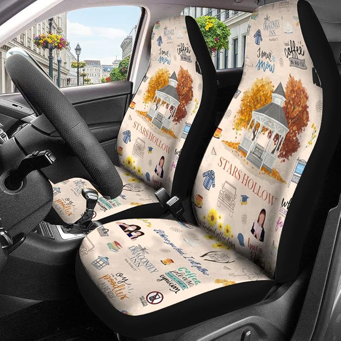 GENANY Bookish Coffee Car Seat Covers Set of 2, Horror Breathable Front Seat Covers for Truck Sedan SUV, Couple Car Accessories, Horror Gift for Women Men - Image 3