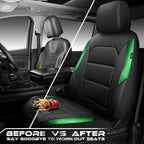 Car Pass Memory Foam Leather Seat Covers,Air Cool Mesh Thick Car Seat Covers Front Seat Green Leather Seat Covers for Cars Universal for SUVs Trucks,Airbag Compatible Comfort Durable,Black Green Metal - Image 6