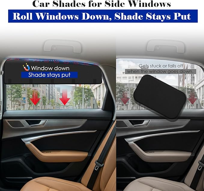 Wolfcar Car Window Shades for Front Side Windows, 2-in-1 Magnetic Detachable Car Window Covers with Hook-and-Loop, Keeps Side Mirrors Clear, Blocks UV & Glare, Car Curtains for SUV/Truck, 2 Pcs - Image 4