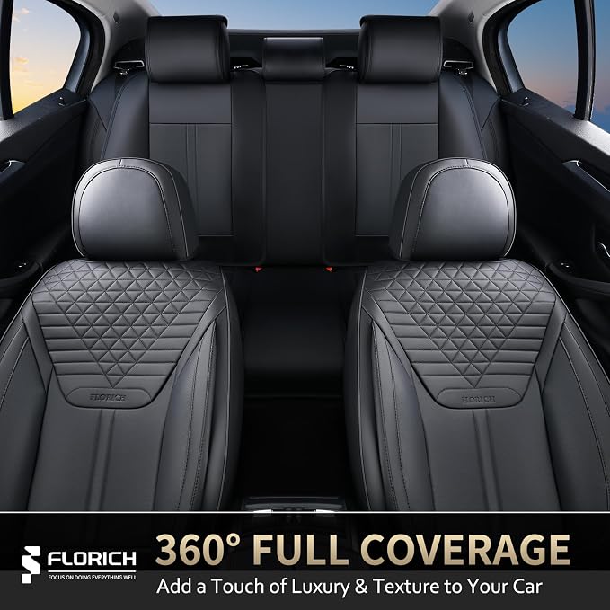 Seat Covers, Car Seat Covers Full Set, Luxury Nappa Leather Seat Covers, Breathable and Waterproof Car Seat Protector 5 Seat, Automotive Seat Covers Universal Fit for Most Cars-Coal Black - Image 4