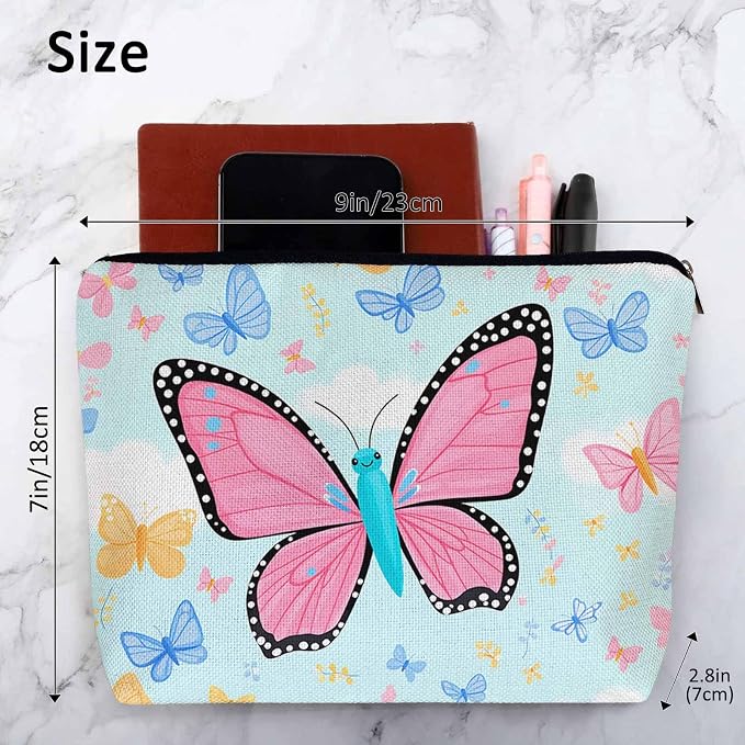 Makeup Bag For Purse Butterfly, Colorful Butterflies Garden Butterfly Cosmetic Bags For Women With Zipper Travel Toiletry Pouch Makeup Bags Makeup Organizers Purse For Toiletries Cosmetics - Image 4