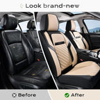 Coverado Car Seat Covers Front Set, Luxury Nappa Leather Seat Covers Universal Fit Waterproof Non-Slip Breathable Automotive Seat Protectors for Cars, SUVs, Trucks - Image 6