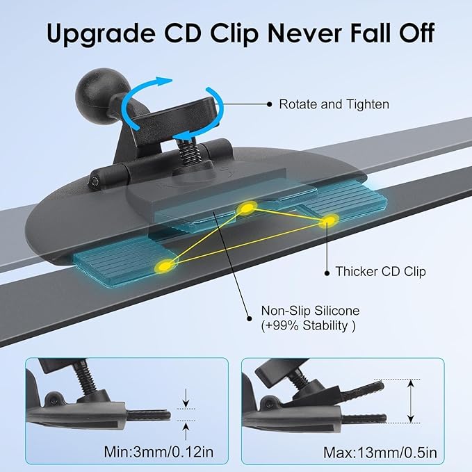 EEEKit Magnetic CD Slot Phone Mount, 20 Strong Magnets CD Player Holder | Pop Grip Ring Compatible with Magsafe Cases and All Smartphones - Triangular Base Reduces Wobble - 360 Degree Adjustable View - Image 3