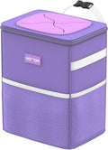 HOTOR Car Trash Can, Compact Waterproof Organizer, Leak-Proof Bin, 2-Gallon | Purple, Multifunctional Car Accessory with Adjustable Straps & Magnetic Snaps for Interior Car Storage by HOTOR