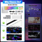 Dreamcolor Acrylic Interior Car LED Strip Light with Wireless APP, RGB 14 in 1 with 175 inches 600 LEDs Fiber Optic Car Ambient Lighting Kits, Music Sync Function Neon LED Strip for Car Accessories - Image 5