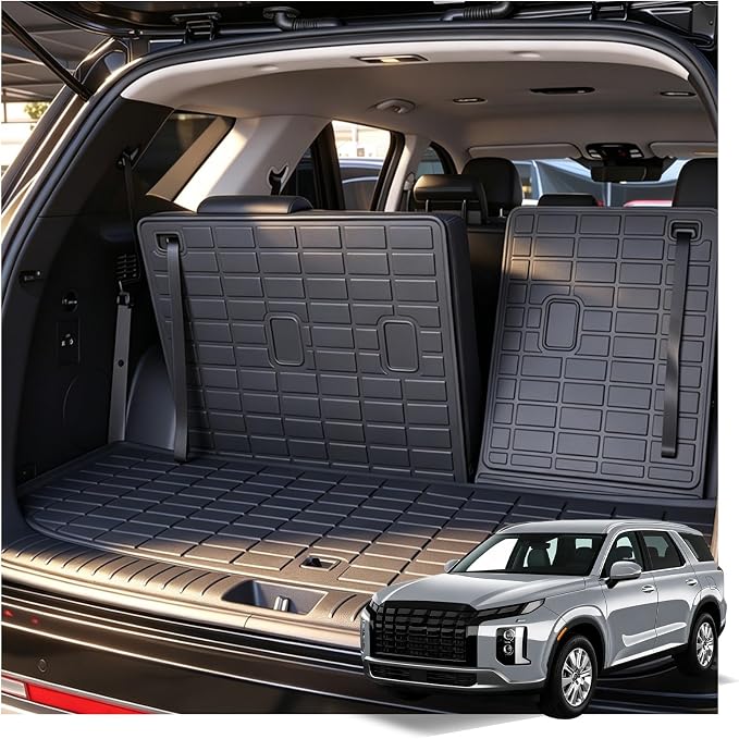 GYGY Cargo Mat Trunk Liner with Backrest Mats, Fit for 2020-2025 Hyundai Palisade, All Weather Waterproof TPE Rear Cargo Tray by Unknown