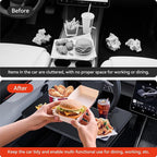 YONZEE 2-in-1 Car Steering Wheel Desk Tray & Car Seat Gap Filler Organizer – Foldable Carbon Fiber Look Table for Laptop, Eating Food, Writing – for Standard Round Steering Wheels - Image 6