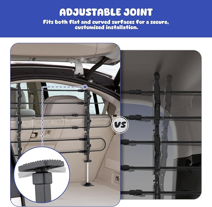 Magshion Adjustable Dog Car Barrier Pet Gate, Black | Fits Most SUVs, Trucks & Minivans, 34''-60'' Wide, Strong Metal Tubing, Keeps Dogs Safe, Easy to Store in Vehicles - Image 8