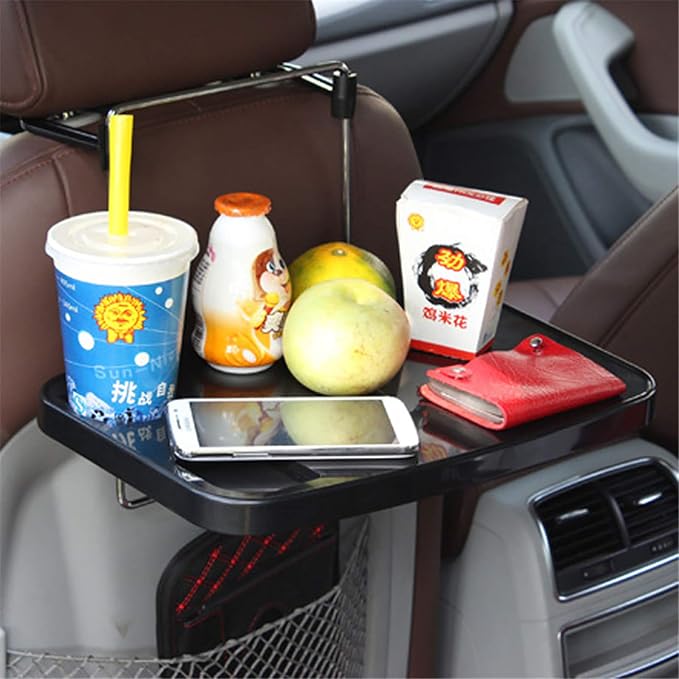 XINDELL Steering Wheel & Car Seat Tray - Universal Foldable Desk for Laptop, Food, Cup Holder - Portable Car Food Tray for Drivers, Kids, Road Trips - Fits All Vehicles - Image 3