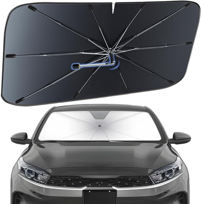 Windshield Sun Shade Umbrella for Kia Forte 2019-2026 Front Window Shield | Heat-Reflective Window Shade, Umbrella Sunshade Cover Blocks Heat, Protects Interior, Vehicle-Specific Precision Fit by Fshaanys