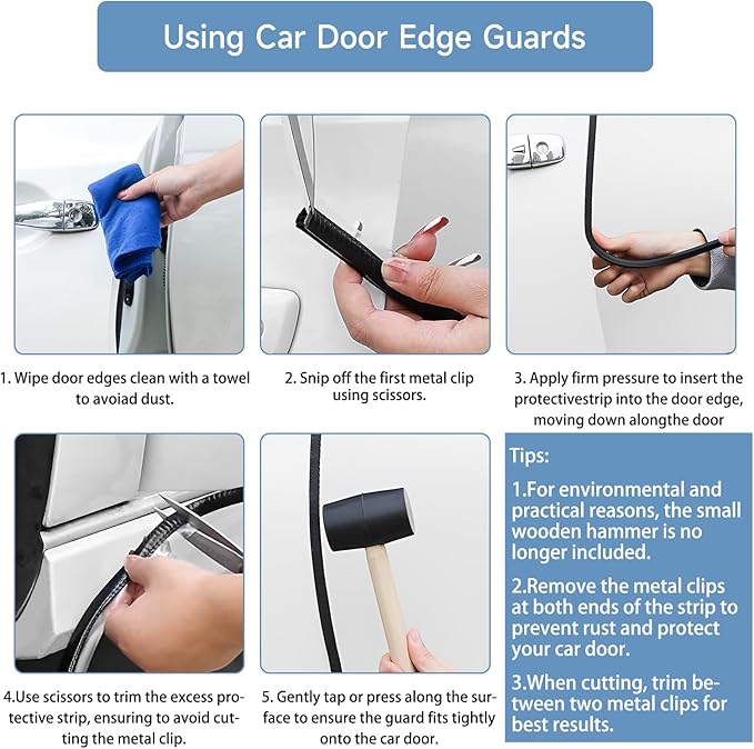 Winfort 33FT(10M) Car Door Edge Guards, No-Glue Rubber Edge Trim (White) | Car door edge protector with U-shaped steel clips for most cars, SUVs and trucks; helps guard paint from chips and scratches - Image 4
