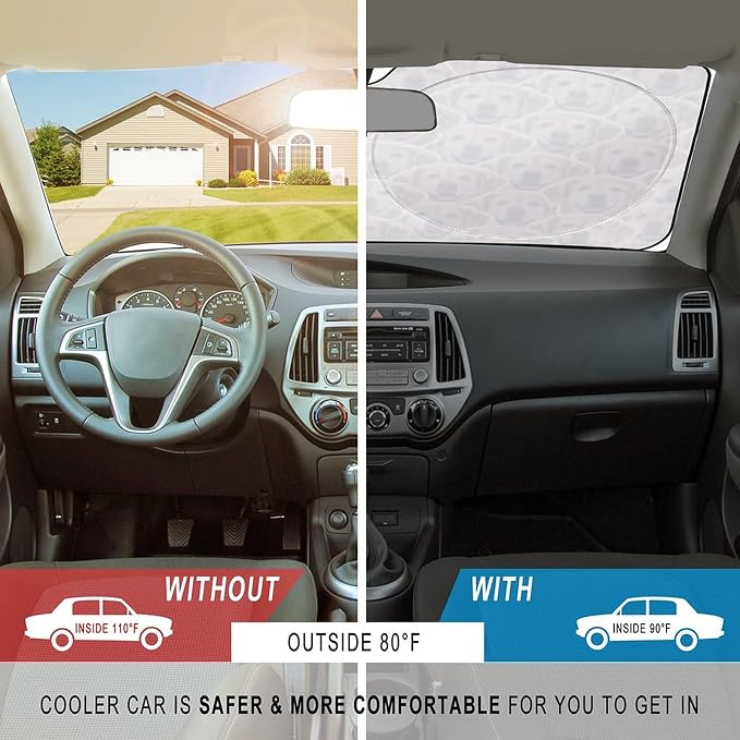Custom Car Windshield Sunshade, 64''x33.5'' Personalized Sun Visor with Photo Text, Foldable Durable Shade Storage Pouch for Sedans SUV Trucks - Image 3