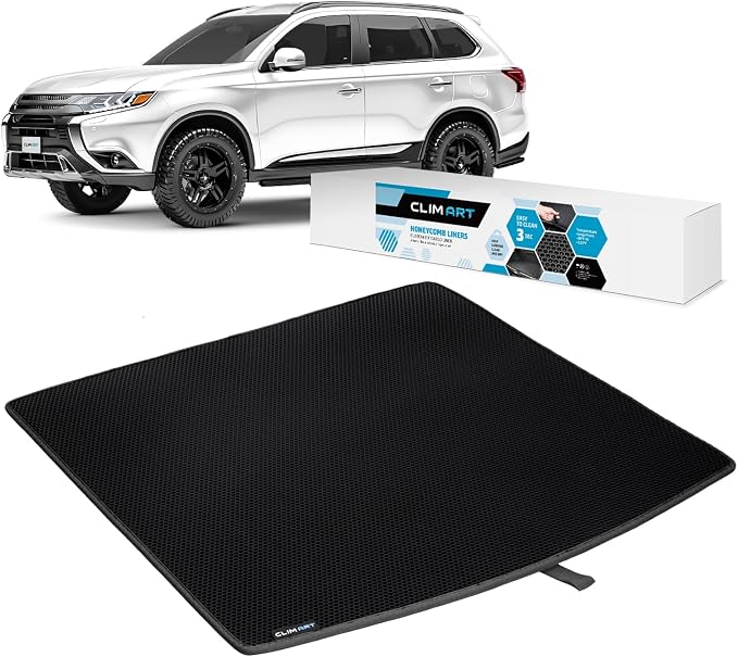 CLIM ART Cargo Liner for Mitsubishi Outlander 2014-2021 Custom Fit Trunk Mat, with Honeycomb Dirtproof & Waterproof Technology - All-Climate, Heavy Duty, Anti-Slip Cargo Liner, Luggage - FL01114189 by CLIMART