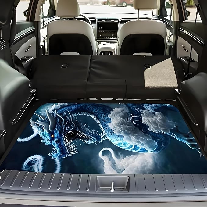 Universal Car Trunk Mat 29" x 39", Blue Dragon Design All Weather Trunk Protection Cargo Liner, Durable Cargo Mat Rear Trunk Liner, Stylish Vehicle Interior Accessories Suitable for Most Car Models by Unknown