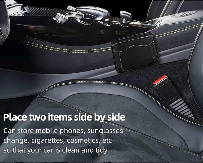 SUJADE YAKEFLY Car Seat Side Pocket Organizer, PU Leather Cell Phone & Sunglasses Holder, Gap Filler, Mini Storage Bag - Image 7