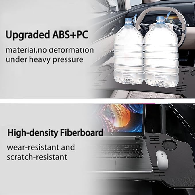 Foldable Car Table,Steering Wheel Desk for Laptop/Meal Tray Travel, 2-in-1 | Portable/Reinforced,Fit for Most Vehicles,Work Surface 30.31" x 14.96",Drink Holder & Phone Slot Included,Installs in Seconds - Image 9