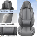 Coverado Car Seat Covers, Seat Covers for Cars, Waterproof Leather Auto Seat Protectors, Leather Car Seat Cushion, Car Interiors Accessories Universal Fit for Most Cars - Image 3