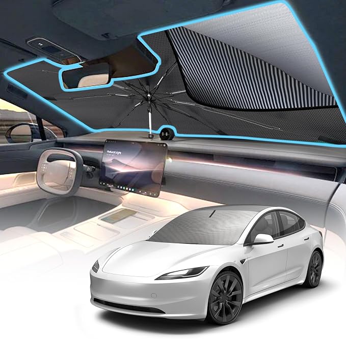 Car Windshield Sun Shade Foldable Umbrella, Sunshade for Car Windshield Cover Visor UV Ray Reflector, Sun Shade Windshield for Auto Trucks Sedan SUV Keeps Vehicle Cool Heat Insulation (53" x 27") by Unknown