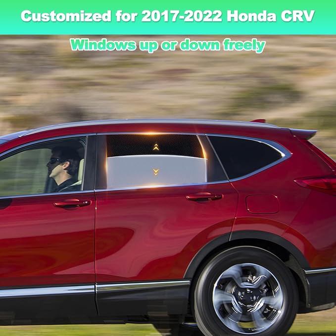 CRV Window Shades 2017-2022, Rear Side Mesh, 2PCS | Custom Fit Window Shades, Breathable Mesh Blocks UV Rays, Reduces Heat & Glare, Creates Comfort for Babies & Rear Passengers - Image 2