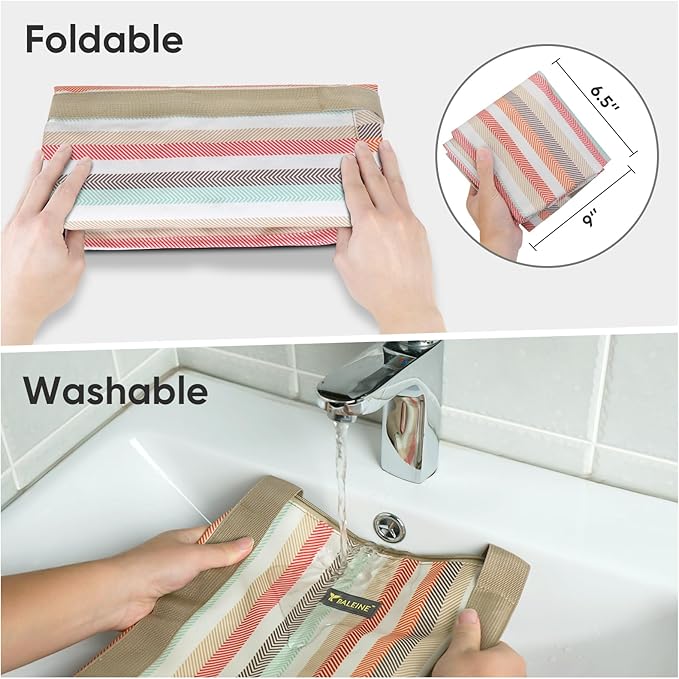 BALEINE Extra Large Storage Tote with Zippers & Carrying Handles, Heavy-Duty Oxford Fabric Moving Bags for Laundry, Space Saving, Storage, 2-Pack, Color Stripe - Image 2