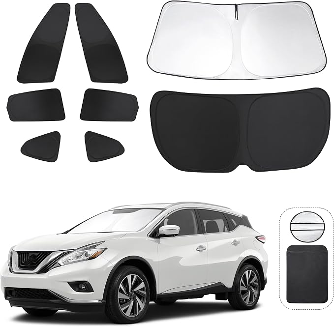 TINGLU Window Shades for Nissan Murano 2015-2024 Accessories Car Side Full Windows Rear Triangular Windshield Sun Shade Sun UV Rays & Privacy Protection for Camping,Napping,and Relaxing 8PCS by TINGLU