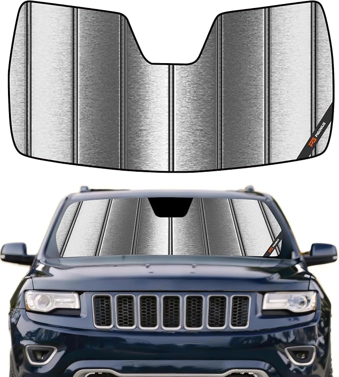Pigenius Windshield Sun Shade for Jeep Grand Cherokee 2014-2021, Grand Cherokee WK 2022 Custom Front Window Sunshade - Metallic by Pigenius