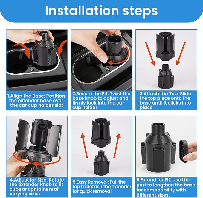 Octomo Car Cup Holder Expander, Hold 2.9"-5.5" Large Bottles,2 Pcs - Image 6