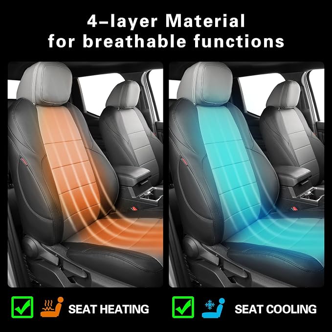 Front Tacoma Seat Covers Custom Fit for 2024-2026 Toyota Tacoma SR,SR5,TRD Sport,TRD Off-Road,Limited Truck,Fully Covered Waterproof Leather Car Seat Protector (Front Row Only,Black/Gray) - Image 3