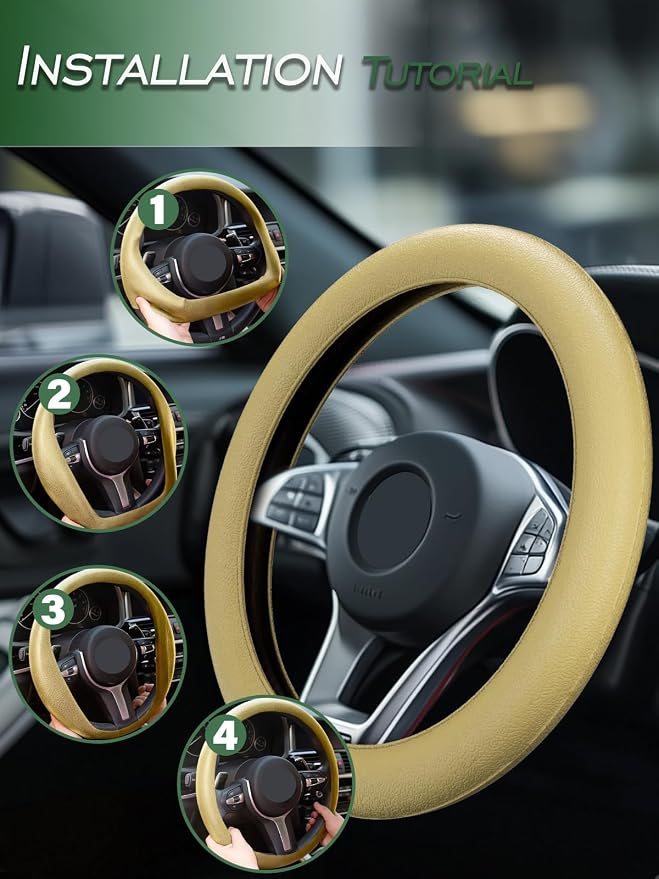 LRITER Car Steering Wheel Cover, Non-Slip Silicone Material, Champagne | Multiple Color Choices, Universal Auto Parts Steering Wheel Cover, Suitable for Most Cars - Image 5