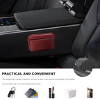 Car Seat Side Pocket Organizer, Mini Leather Auto Door Storage Bag Console Side Organizer, Multifunctional Seat Gap Pocket Storage Pouch for Phone Pen Key Sunglass (Wine Red) - Image 5