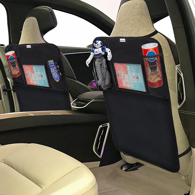 Meolsaek Kick Mats Back Seat Protector, Waterproof Oxford Seat Back Protector, Car Seat Back Protector for Kids, Back of Seat Protector for Kids Feet Car Seat (Black B -2pc) - Image 3