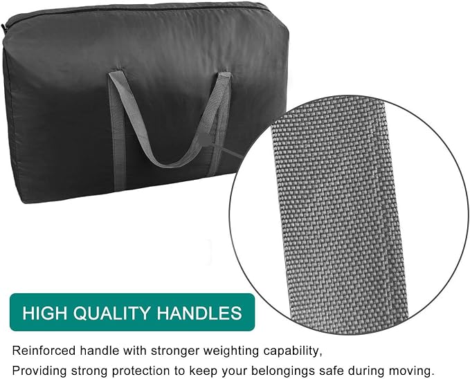 100L Extra Large Storage Bags, Big Moving Bags with Strong Zippers & Carrying Handles, Packing Bags for Moving, Storage, Travel and Camping, Storage Totes For Space Saving (Black, 4 Pack) - Image 3