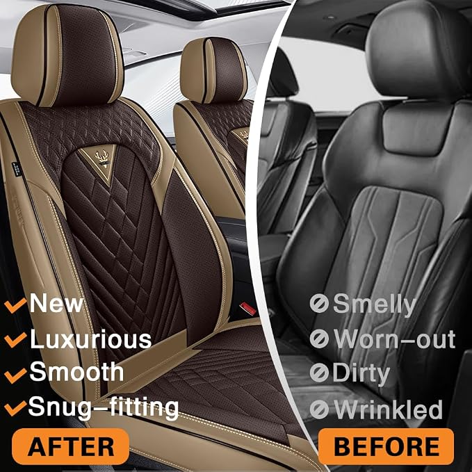 Fit for Toyota RAV4 Hybrid Seat Covers 2016-2026,Premium Leather, 360° Full Protection, Thick Padding & Memory Foam, Waterproof & Stain-Resistant Car Seat Cover Full Set (5 Seat,Brown&Beige) - Image 5